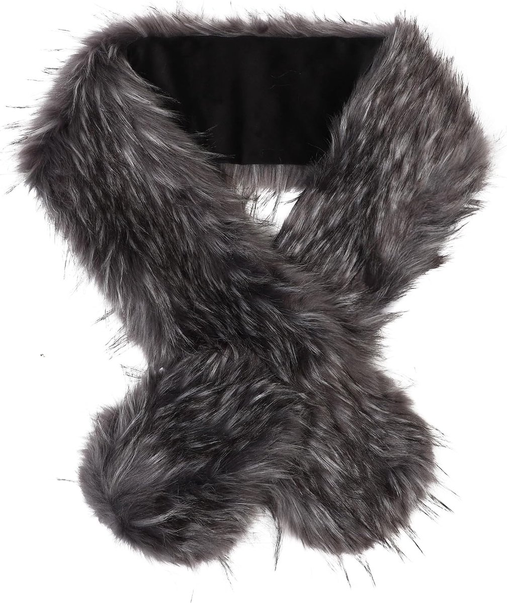 Young bontkraag voor dames, bontkraag, kunstbont, wintersjaal, warme vossenbontkraag, wegwerpverpakking