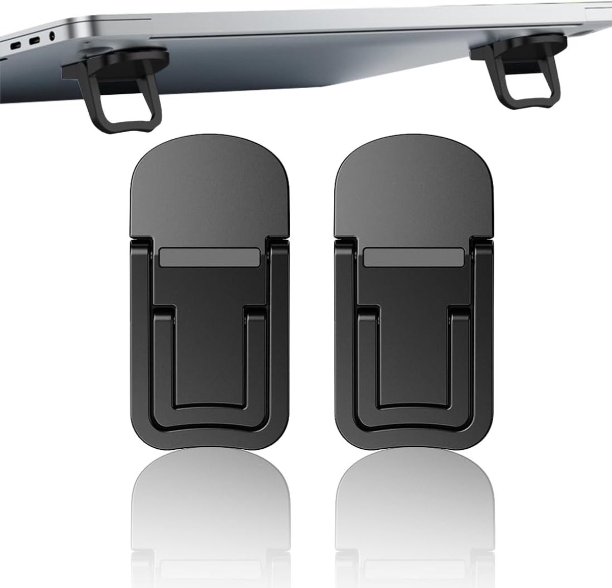 2 stuks, draagbaar, opvouwbaar, onzichtbaar, laptopstandaard voor bureau, metaal, inklapbaar