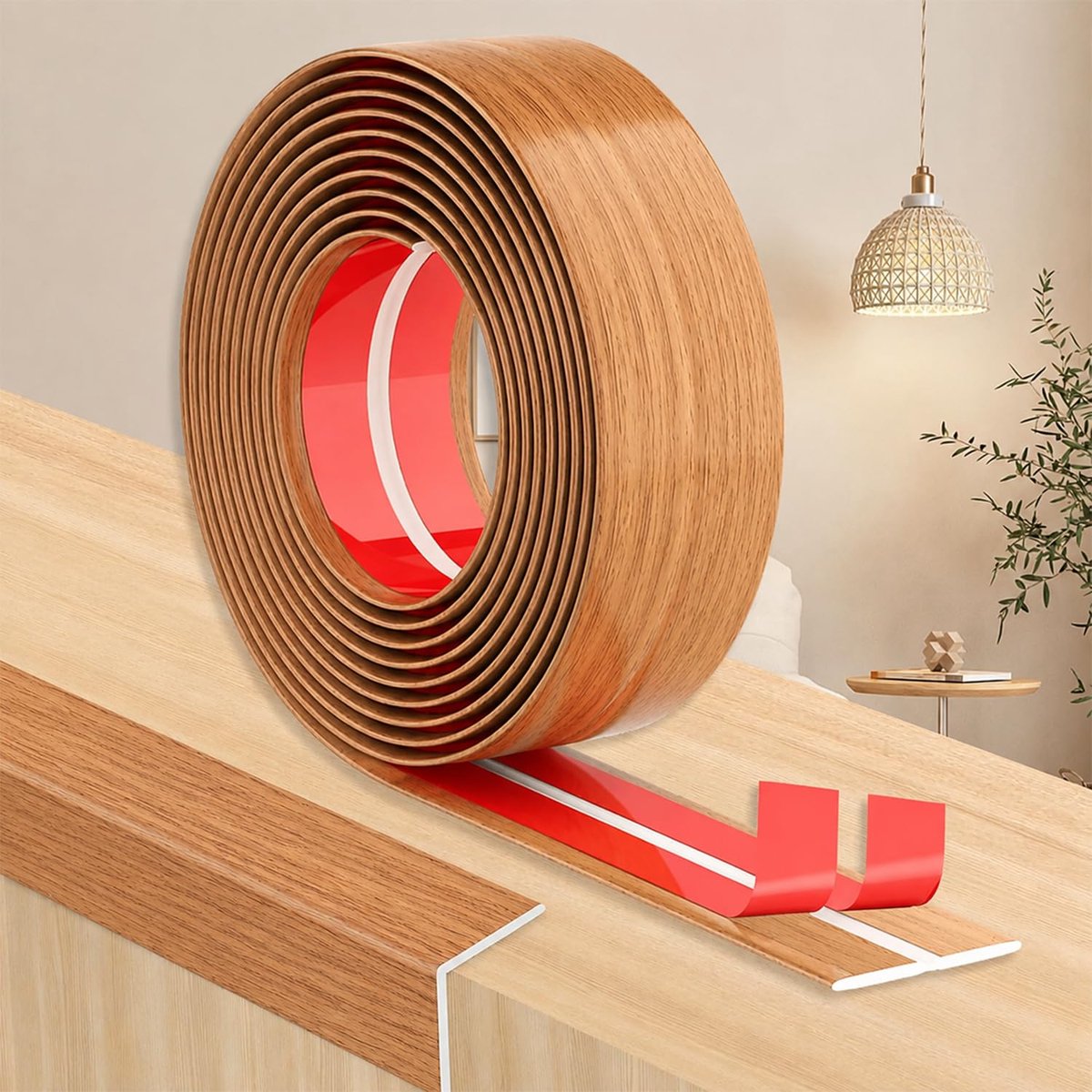 Randbescherming voor muur, zelfklevend, deurrandbescherming voor kamerdeuren, deuren, ramen, muren, keuken, tegels, waterdichte rol, eenvoudig op maat te snijden, ideaal (gele eiken, 4 cm x 4 m)