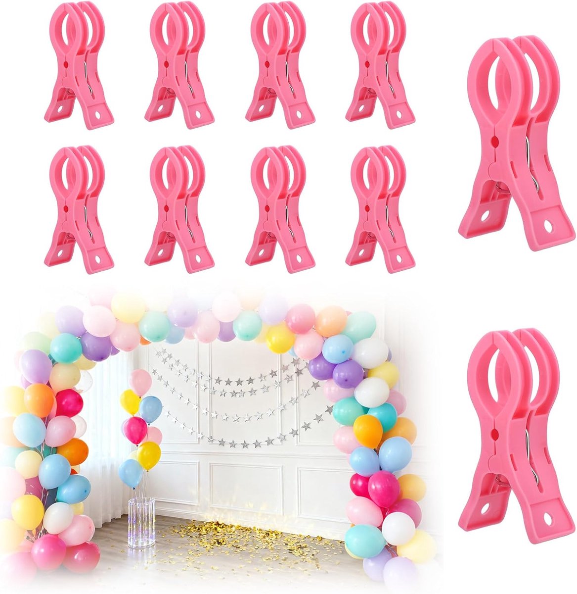 Veerklemmen Stevige Clips voor Ballonbogen Fotografie Bruiloften Verlovingen Achtergronddecoratie (Roze)