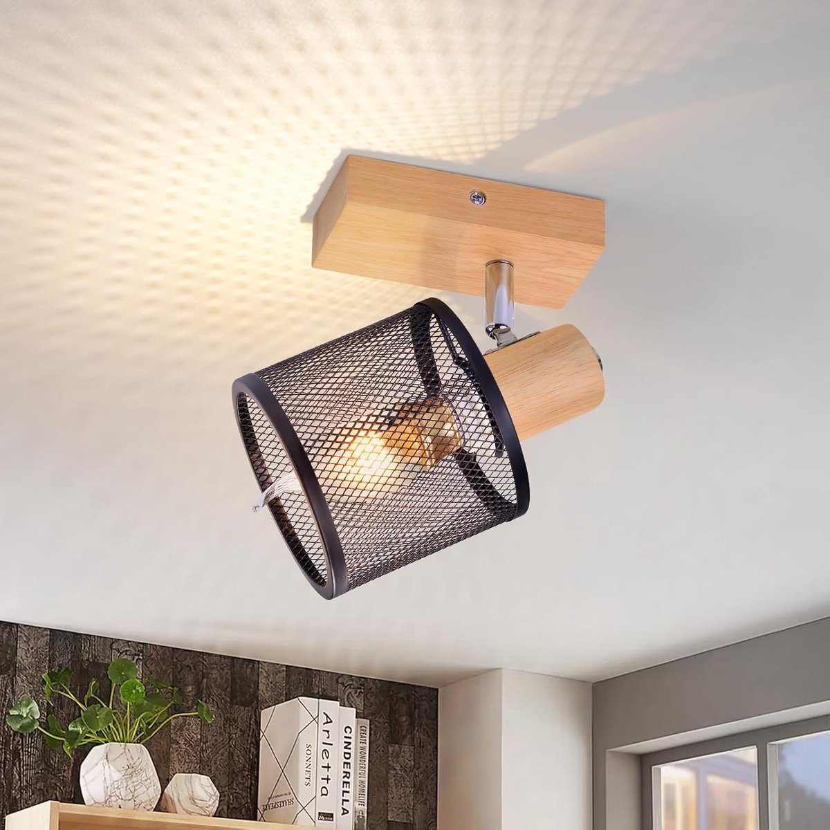 zwarte plafondspot 1-vlam - vintage E14 plafondlamp, draaibare