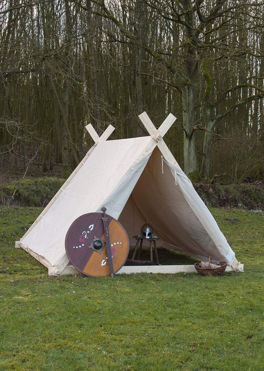 Vikingtent, 2 x 2,3 x 1,8 m, 350 g/m², natuurlijke kleuren, zonder tentstokken