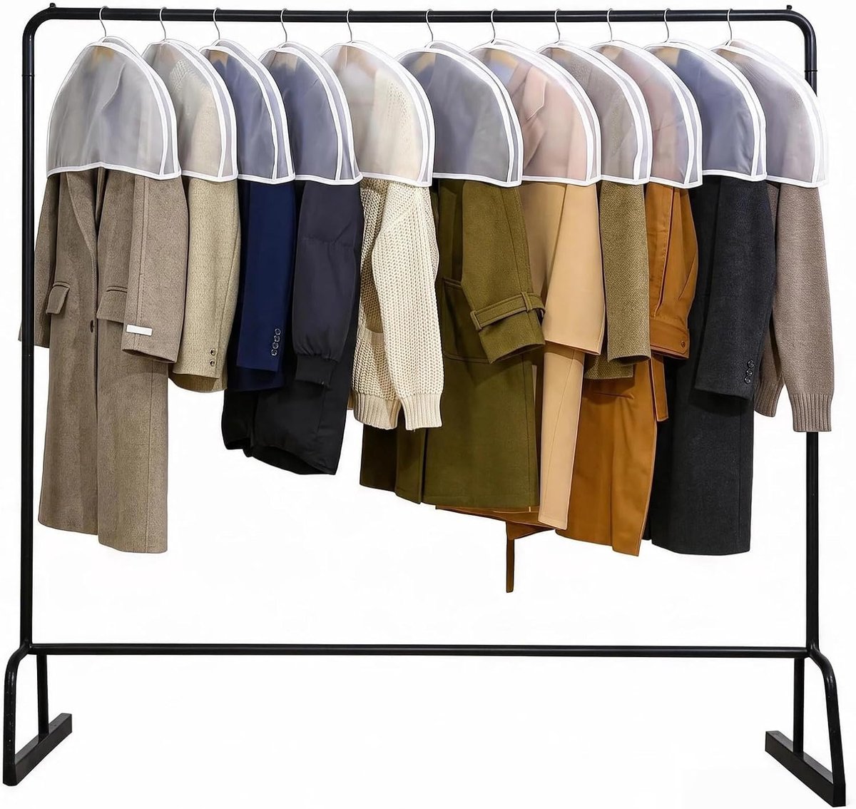 Set van 16 kledingzakken, transparante stofbescherming, hoogwaardige kledingzakken, witte schouderbeschermhoezen, overhemden, blazer, schouderkussens