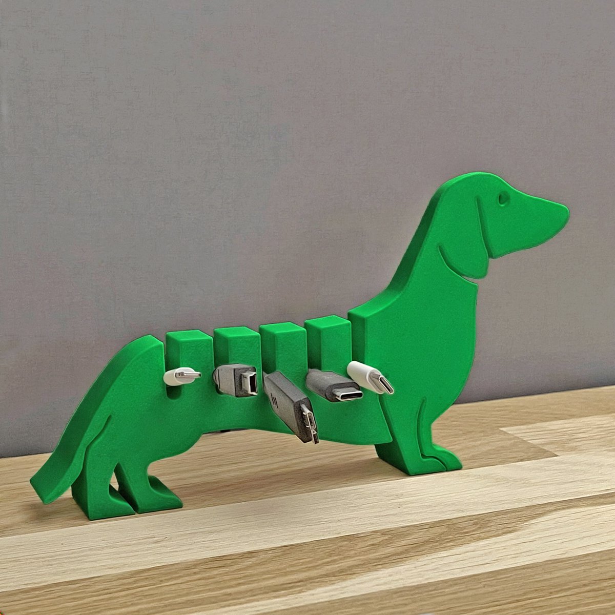 Hond Kabelorganizer Bureau - USB Kabelhouder – kabelmanagement - 3D Geprint - Groen