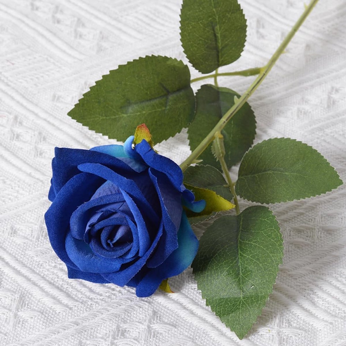 1 stuk kunstrozen van flanel, 51 cm, enkele lange steel, neproos, realistische bloem, eeuwige bloemen, bruidsboeket, kunstbloemen, rozen, voor tuin, feest, hotel, kantoor, decoratie, blauw