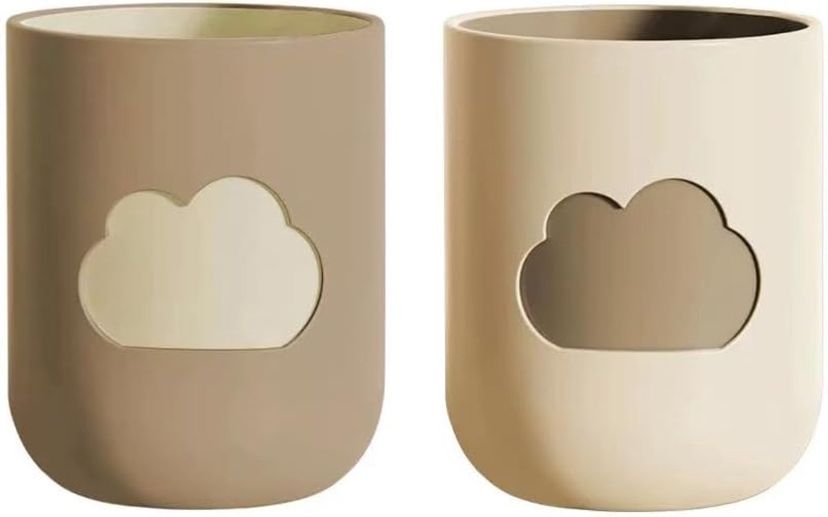 Cloud mondwater Cup Thuis Borstelbeker Creatieve Leuke Paar Mondwater Cup. (Beige & Bruin)