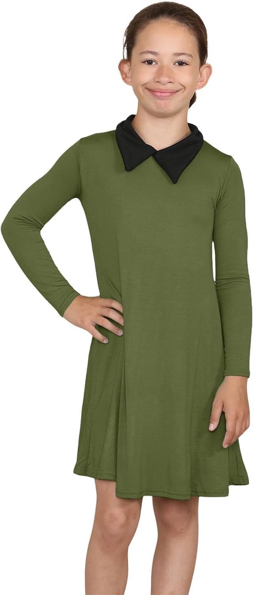 Pan-jurk met lange mouwen, swingjurk, effen wereldboekdagkostuums voor meisjes, kinderen, vintage stijl, uitlopende Halloween-jurken, Peter Pan-feestjurken voor meisjes van 5-13 jaar