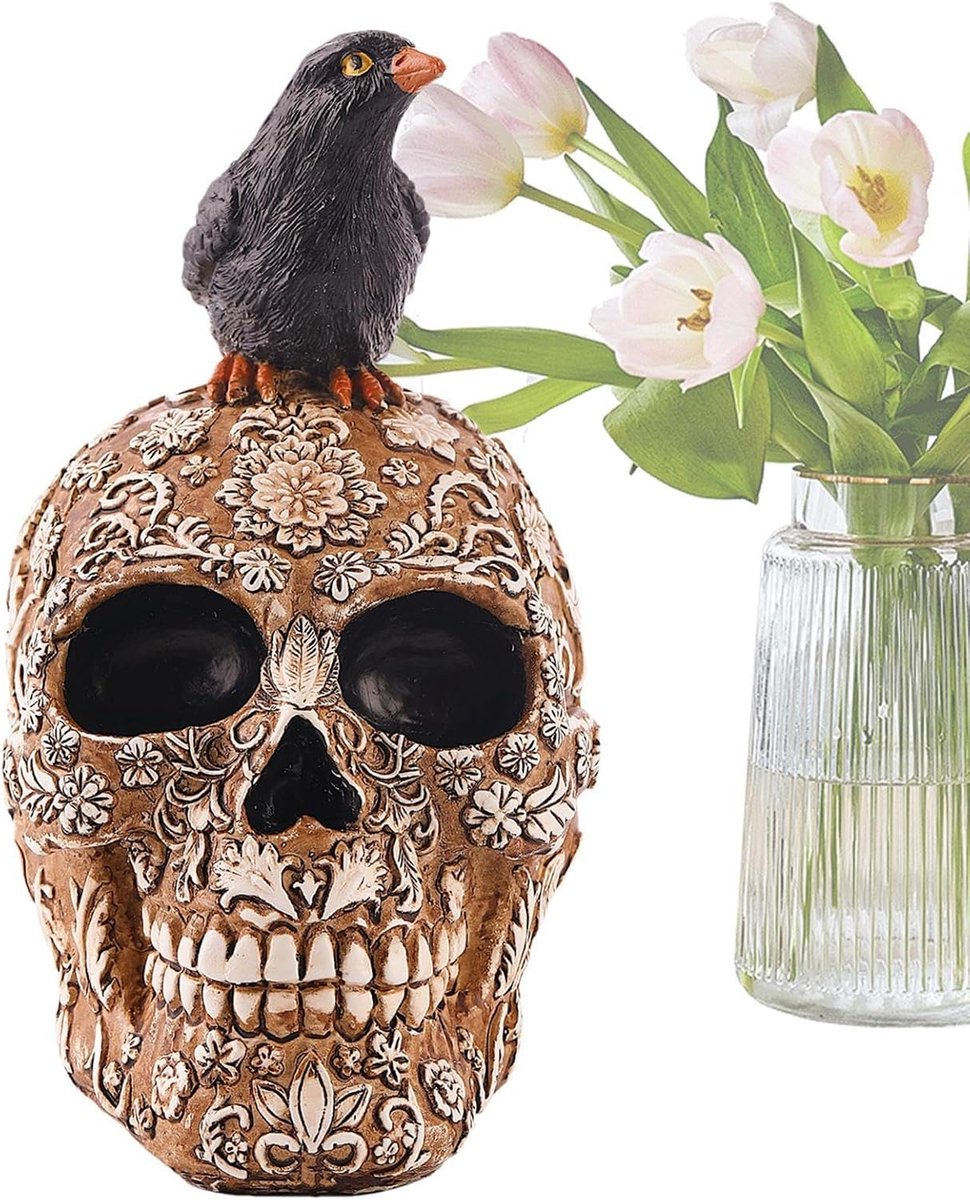 Schedeldecoratie voor Thuis Enge Griezelige Realistische Kraai Tafel