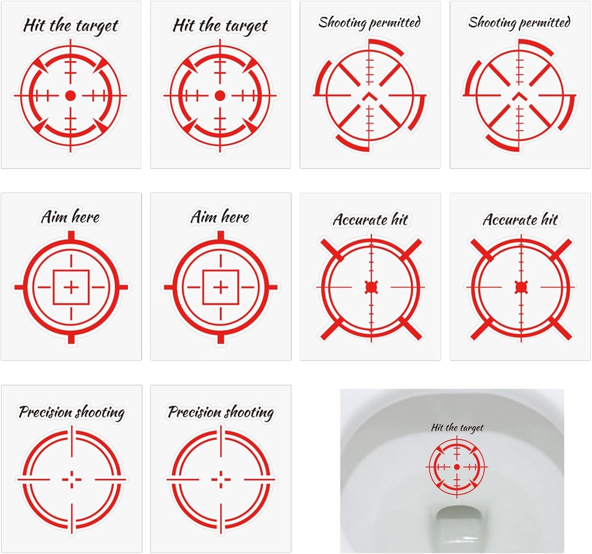 10 Stuks Stickers voor op het Toilet, Waterdicht Duurzaam Stickers voor Zindelijkheidstraining for Jongens Badkamer Urinoir en Toilet