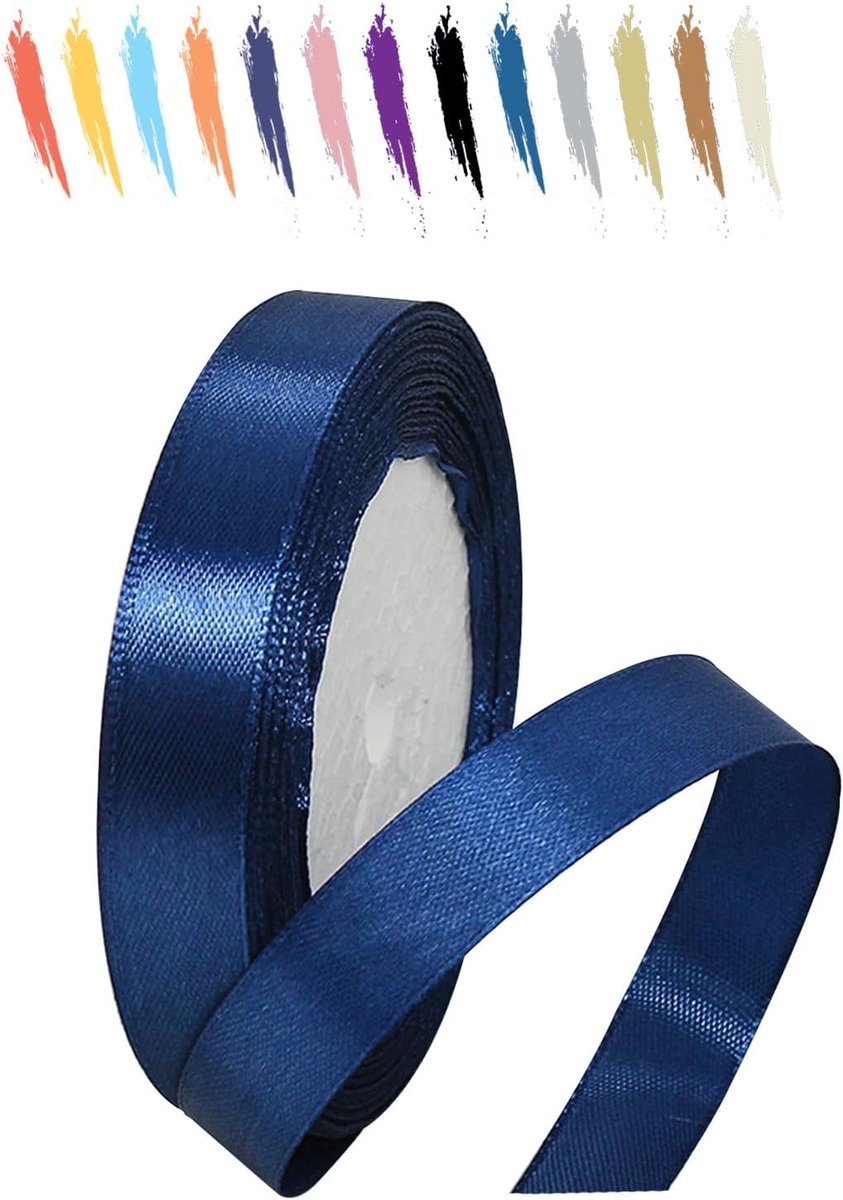 15mm Marineblauw Satijnen Lint,25 Meters Decoratie Zijden Linten,Cadeaulint,Autolint,voor Feest, Bruiloft, Verjaardag,Valentijn Party