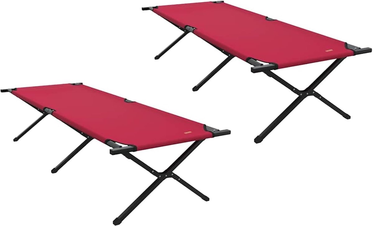 Opklapbaar slaapbed voor camping, 2 stuks, rood, 210 x 80 x 46 cm, logeerbed, campingbed, draagtas voor kantoor, camper, overnachting, reizen, tuin 42003194