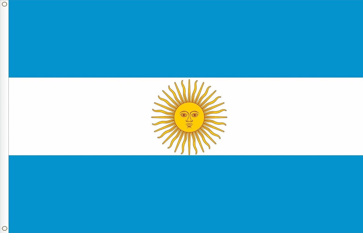 Vlag van Argentinië, de ambiceleste, premium kwaliteit, groot formaat 150 x 90 cm.