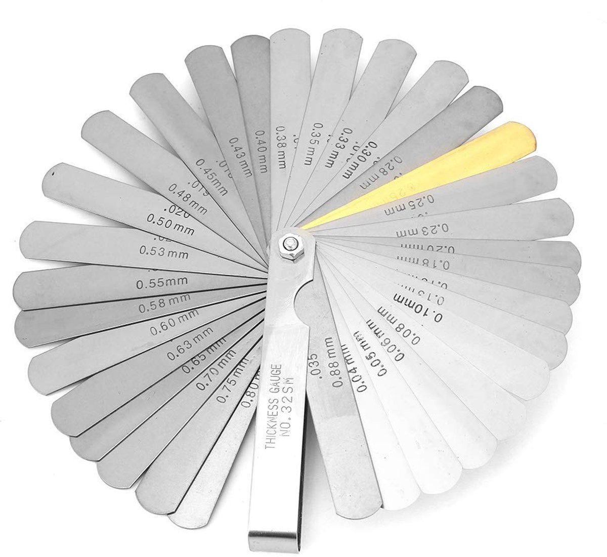 Dailygoods- Voelermaat Professioneel - 32 Bladen - Roestvrij Staal - Dikte 0,04-0,88 mm - Draagbaar - Nauwkeurige Metingen - Spleetmeter