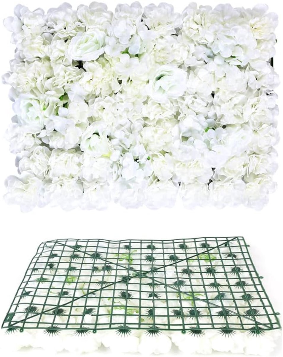 Kunstbloemenwand zijden bloemen witte rozenbloesems achtergrond DIY bruiloft straatachtergrond voor tuin bruiloft decoratie 40 x 60 cm