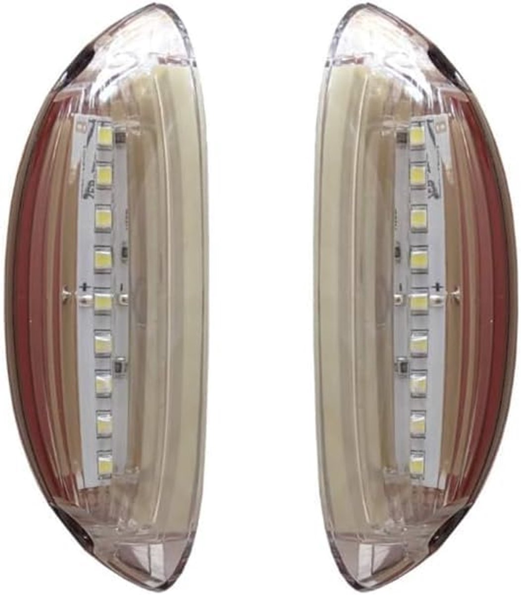 2 x positielampen LED, aanhangerverlichting set LED, links en rechts, wit geel rood, afmetingen L: 140mm H: 100mm D: 40mm, werkspanning: 12V 24V