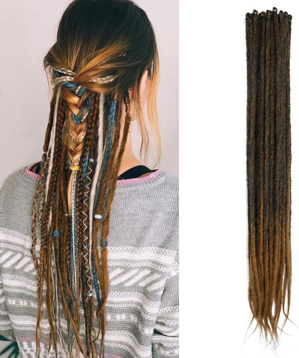 24 Inch 20 Strengen/Pak Synthetische Dreadlocks Extensions Dunne 0,6 cm Gehaakte Gevlochten Haar Zachte Dreadlocks Single Ended Dreadlocks Reggae Hiphop Hippie Stijl