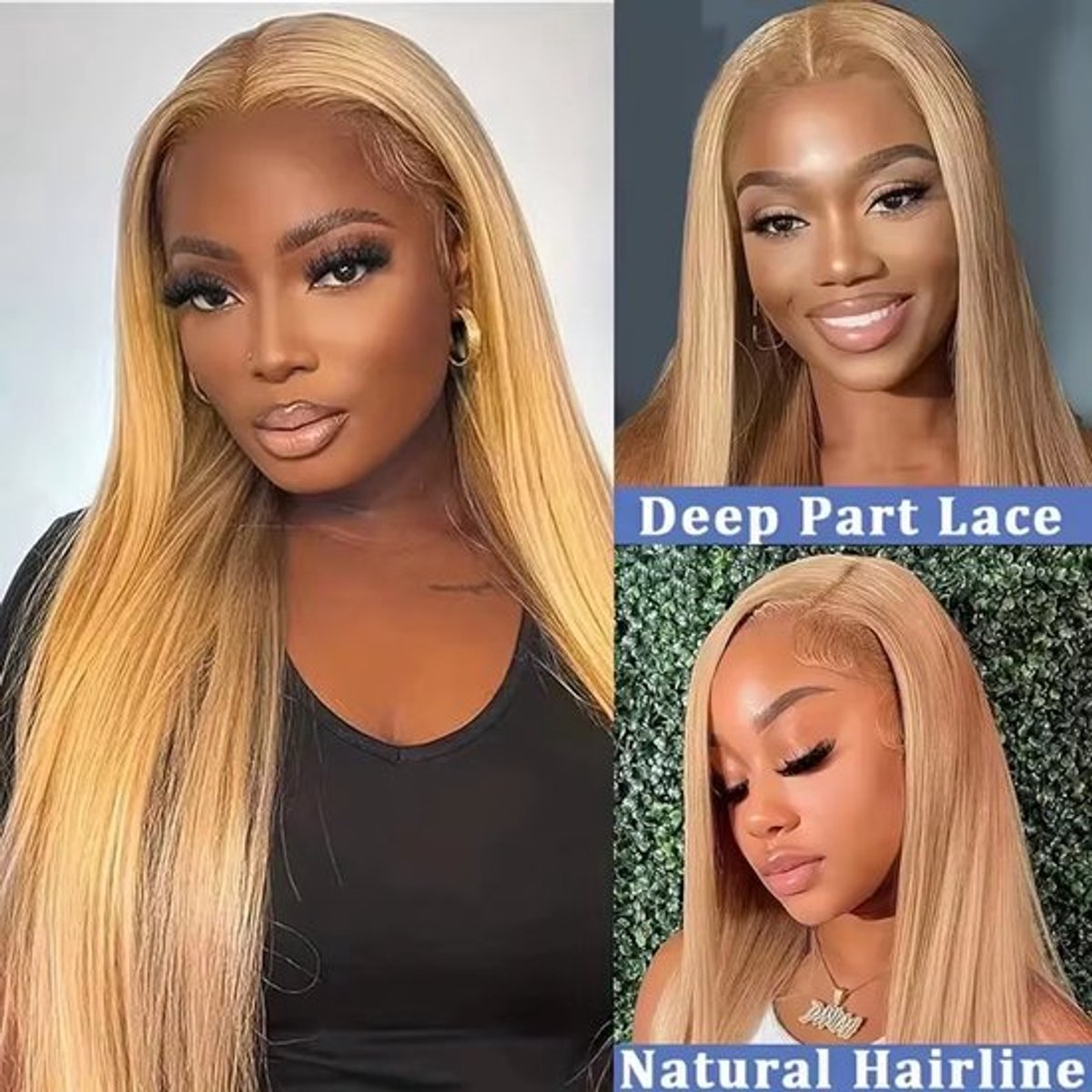 Pruik 13x4 Kant Voorzijde - 22 Inch Lengte - 200% Dichtheid - Remy Menselijk Haar - Recht - Honingblond
