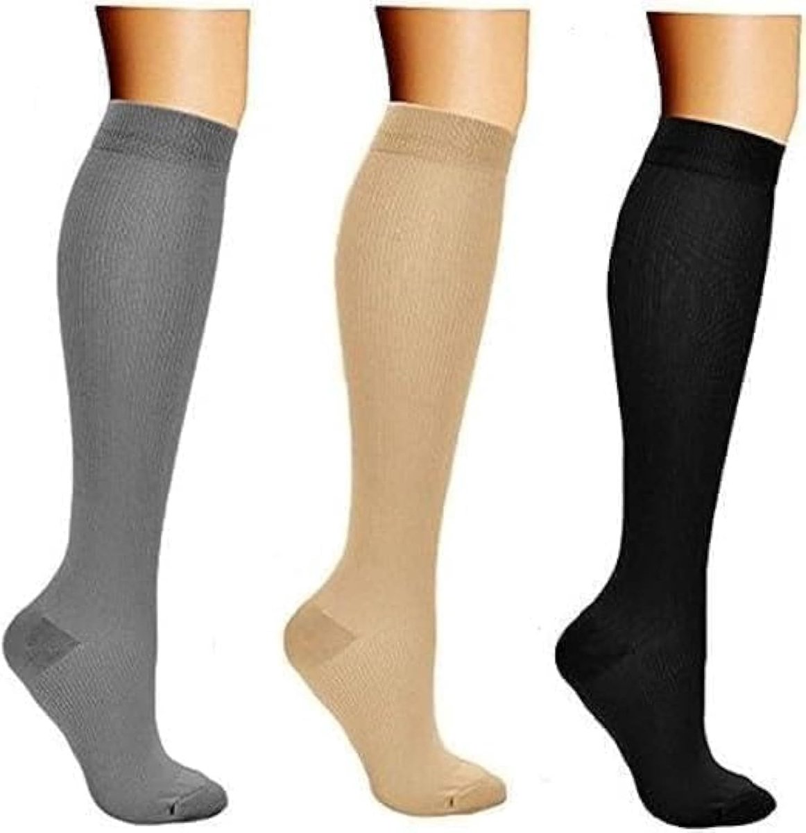 3 paar compressiekousen/compressiekousen/compressiekousen/loopsokken/tromboskousen/voor dames en heren, sport, medi, vlucht, reizen, zwangerschap en medische