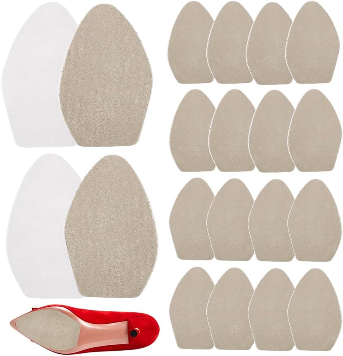 Dailygoods- Antislip Pads 20 Stuks - Zelfklevend - Imitatie Suède - 2 Stijlen - 12,7 x 8,3 cm - Bescherming voor Schoenen - Schoenpads