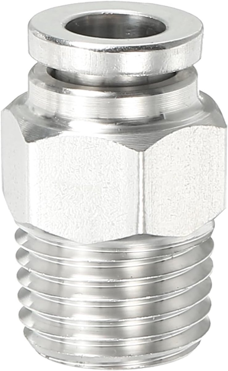 Dailygoods- Push Fitting 1/4" Buis OD - 1/4" NPT Buitendraad - Rechte Fitting - 304 Roestvrij Staal - Gereedschapsvrij - Duurzaam - Pneumatische Fitti