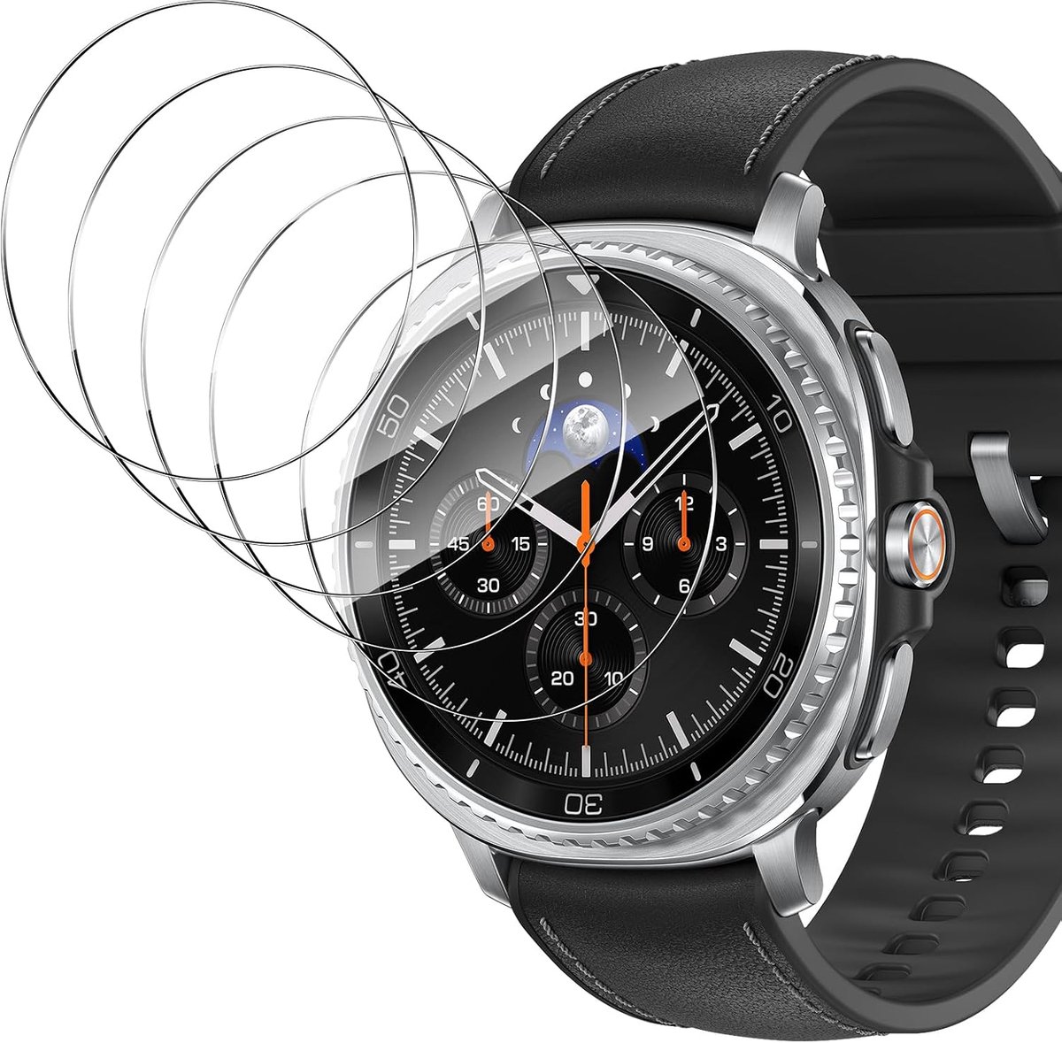Displaybescherming voor Samsung Galaxy Watch 8 Classic 47 mm, pantserglas, waterdichte folie van gehard glas, krasbestendige displaybeschermfolie, ultradunne luchtbelvrije beschermfolie, 5