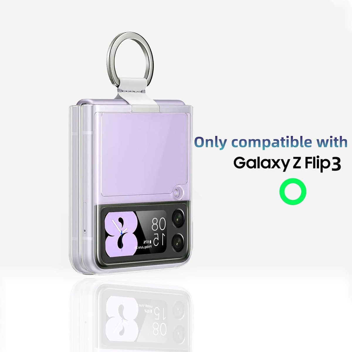 Hoesje voor Samsung Galaxy Z Flip 3 Cover met Ring [Slank Passend] Hard Transparant PC Hoesje, [Anti Geel] Schokbestendige Bumper Telefoonhoes voor Samsung Galaxy Z Flip3 5G 2021