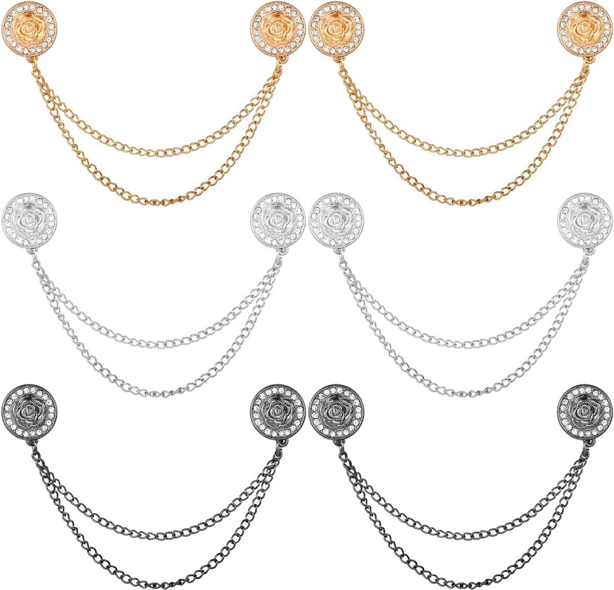 6 Stuks Magnetische Kledingclips, Kledingmagneten met Ketting Multifunctionele Magnetische Kledingclips voor Het Vastmaken Van Zomen Broekspijpen en Overhemdmouwen (Roos)