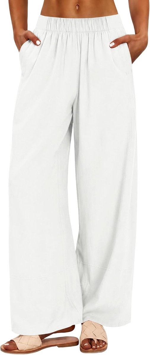 Linnen broek Womens katoen wijde pijpen broek zomer casual broek