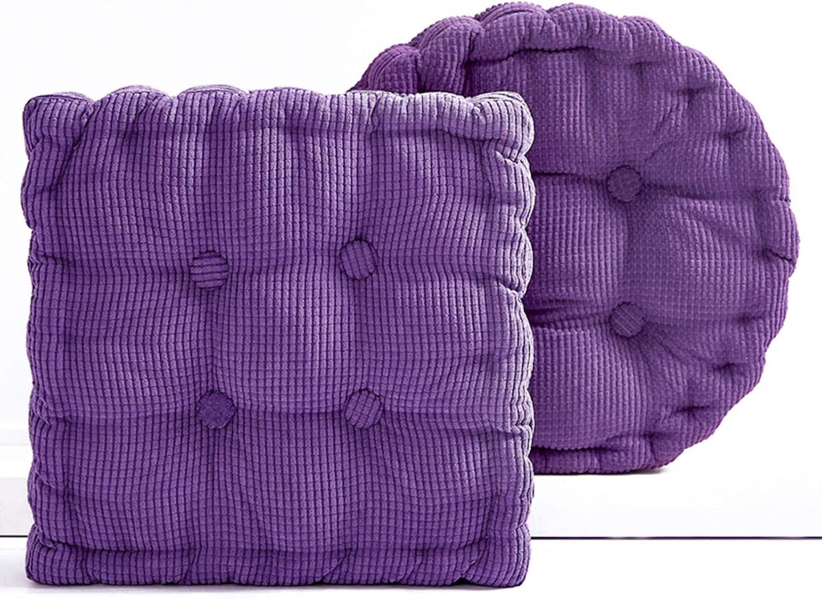Bureau/Zitkussens/Pluche/Stoel Pad/Corduroy Mat Relax Taille Rugleuning/Zitkussen/Winter Warme Stoel Mat voor Thuiskantoor-Paars. vierkant-45x45x8cm (18x18x3inch)
