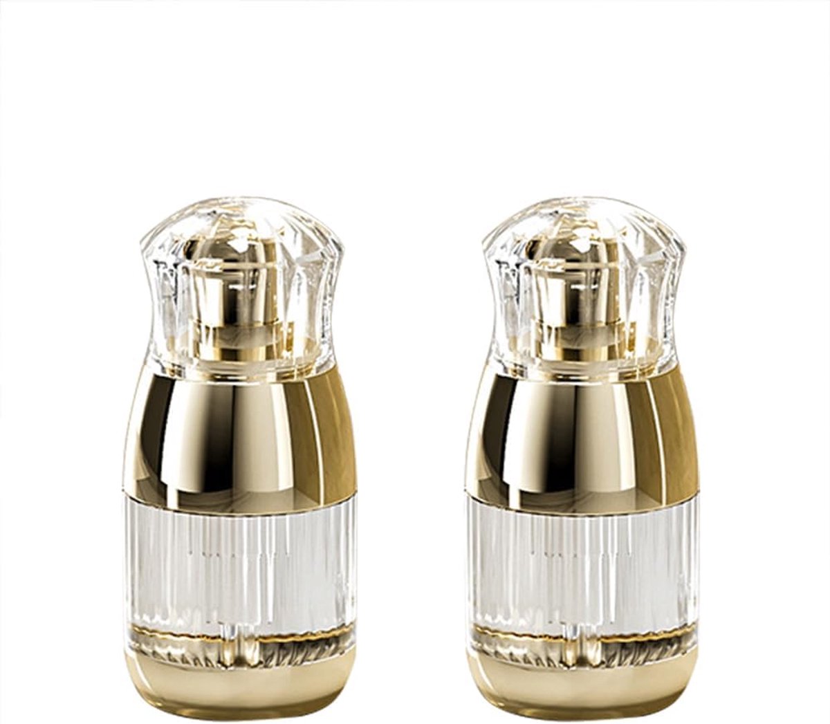 Dailygoods- Lotion Pomp Flessen 30ml - 2 Stuks - Transparant/Goud - Cosmetische Dispenser - Vloeibare Zeepcontainer - Schenkopening met Dop
