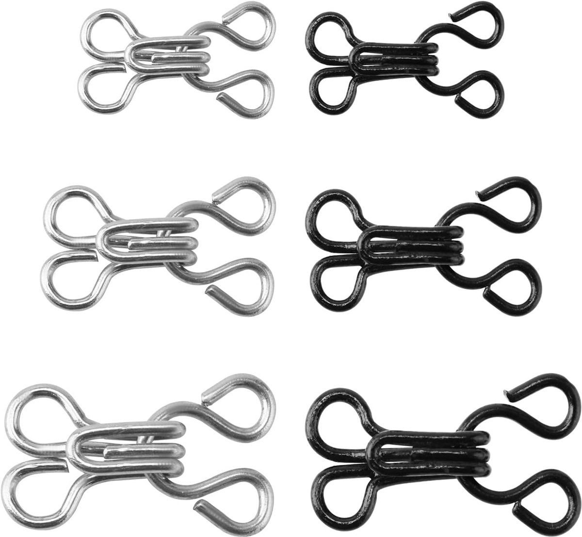 Dailygoods- Haak- en Oogsluiting 150 Sets - Naaihaken/Ogen - Vervanging 12,5/14/17mm - Zwart/Zilver - Duurzaam/IJzer - Lichtgewicht - Bevestigingsmidd