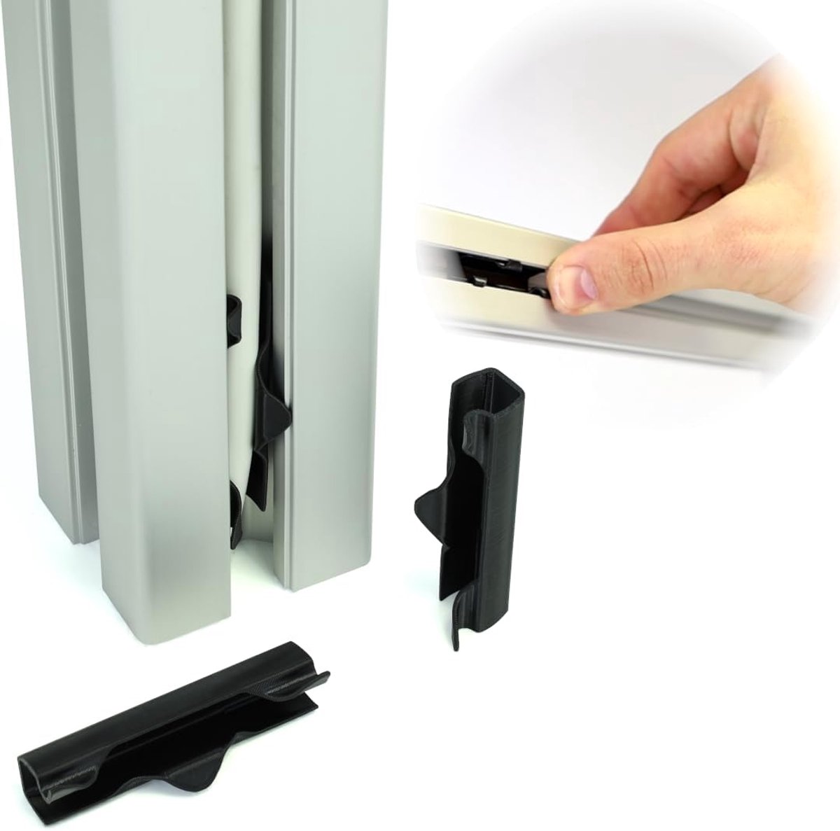 Inleg voor kabelbevestiging in constructieprofiel, groef, snelle bevestiging met push-click-functie, inzetstuk voor aluminium profielen voor snel inrijgen (B-type moer 10, zwart, 25, aantal)