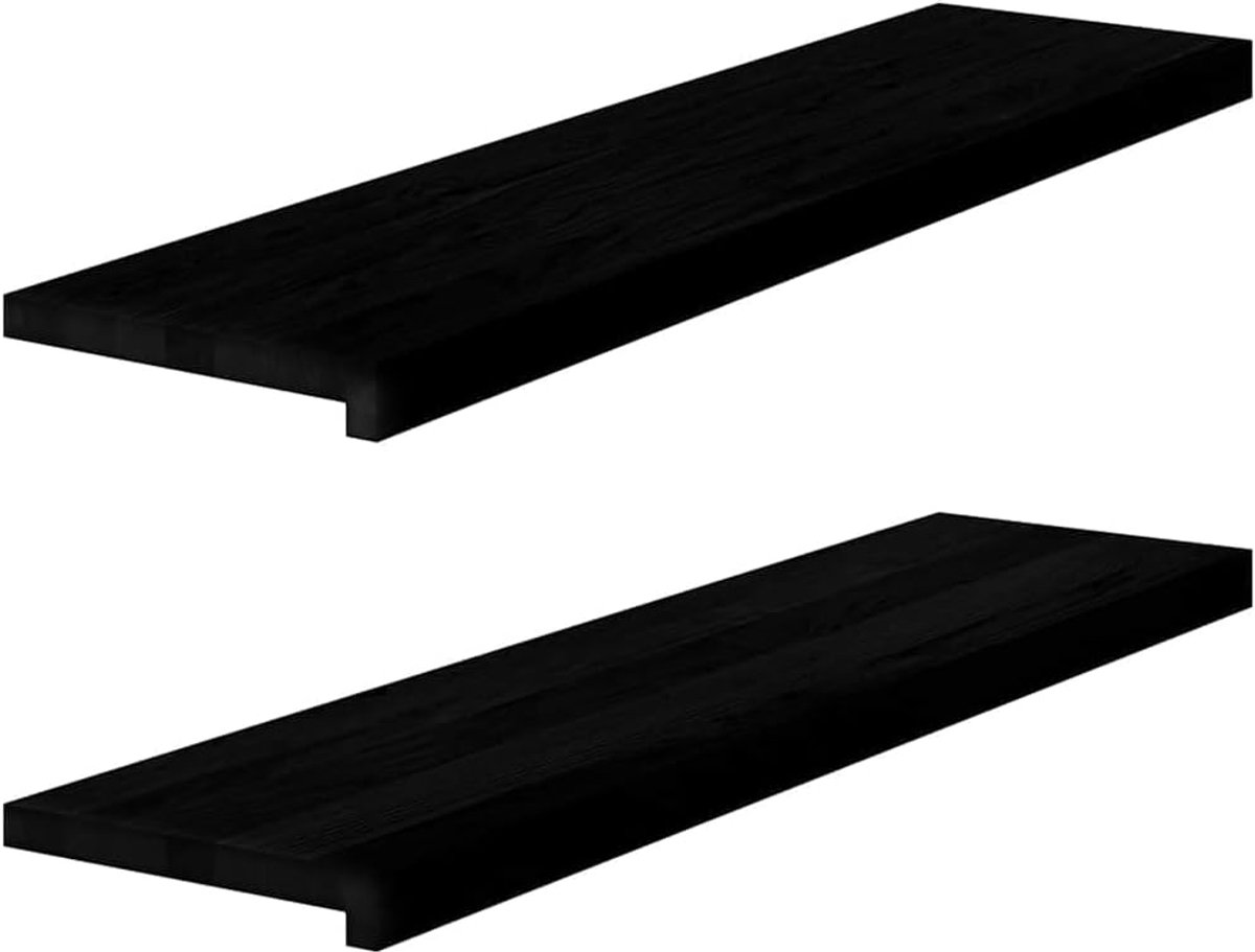 Vensterbanken 2 st 100x30x2 cm massief eikenhout bruin-zwart