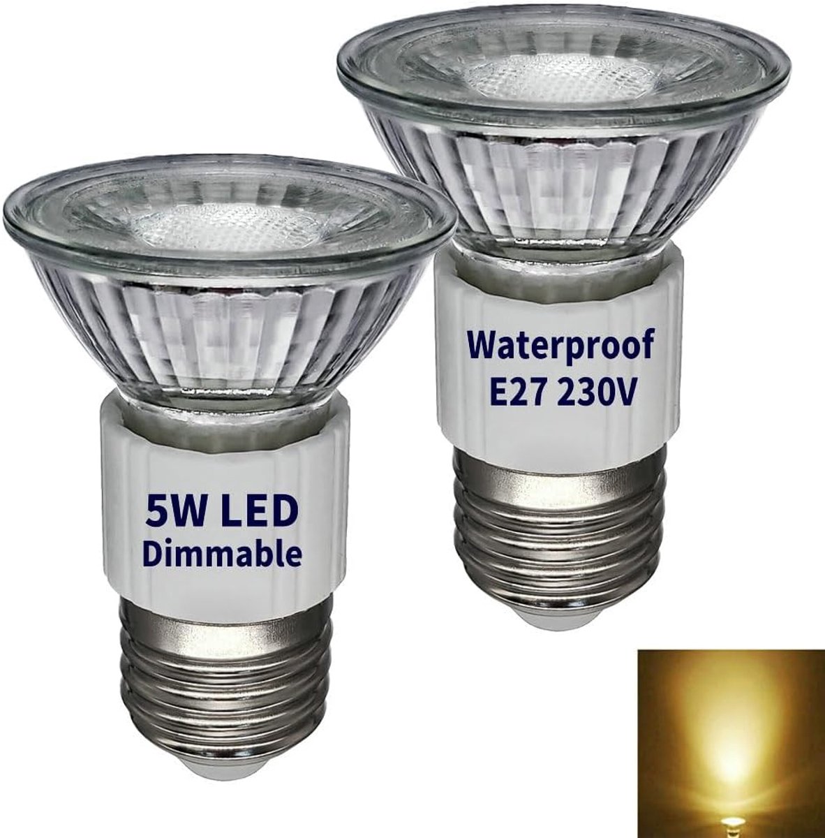 PAR16 E27 LED Spot Straler Dimbaar 3000K Warm wit, Hoge helderheid JDR 5W (vervangt 50W-75W halogeenlamp),36° smalle stralingshoek, Glazen reflector spotlamp,Warmwit LED E27 spaarlamp