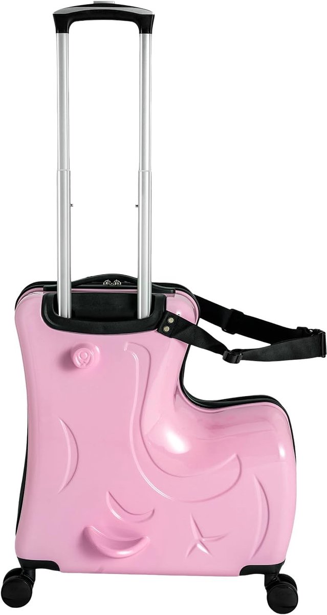 Trolley, Reiskoffer Schattig, Kinderkoffer Voor Meisjes en Jongens [Incl. Cijferslot], Om Op Te Zitten, Met Wielen, Fiets Reiskoffer, Roze, 20 Zoll