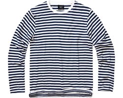 Brandit - Jersey Stripe Longsleeve shirt - 3XL - Blauw/Wit