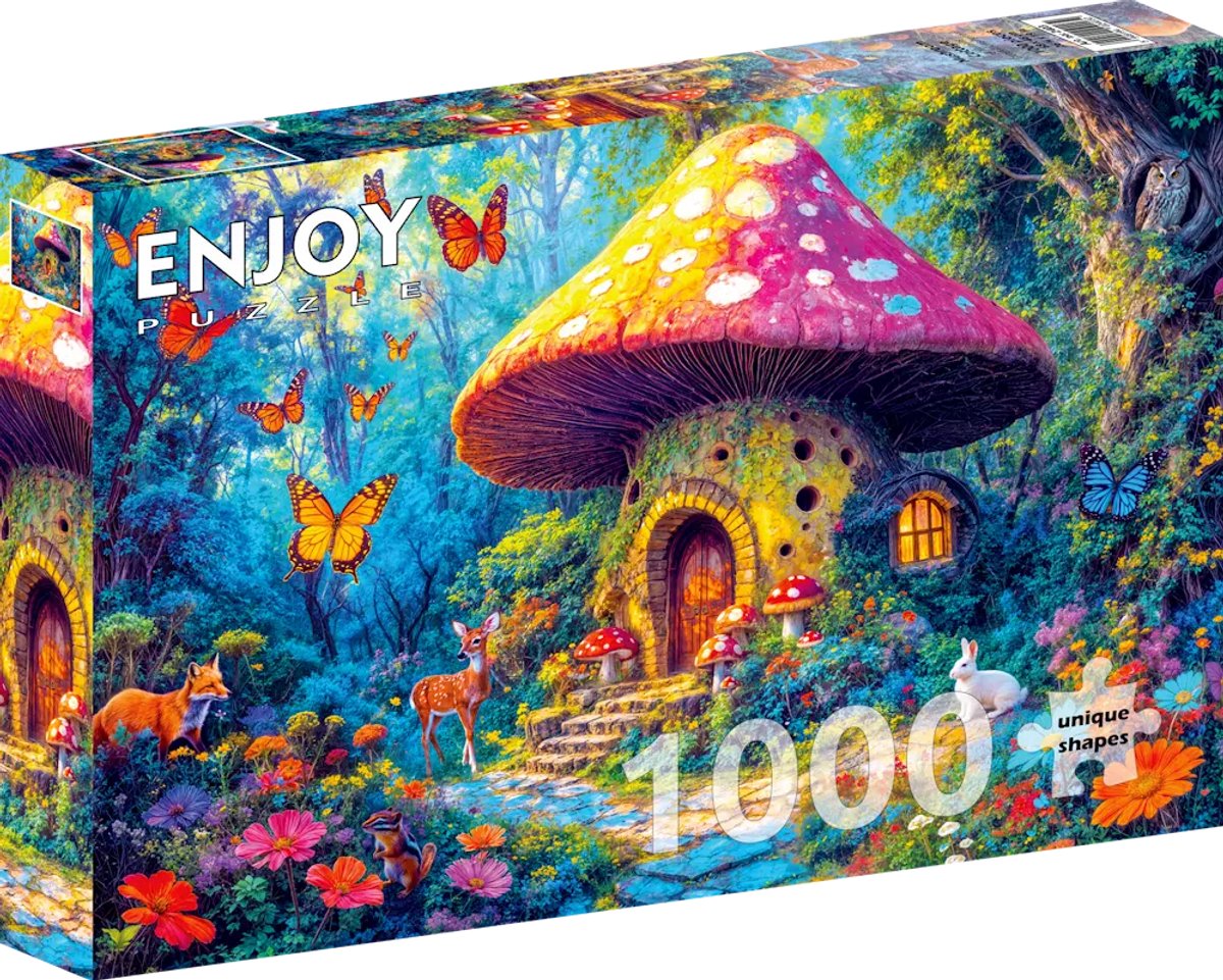 Enjoy Puzzle legpuzzel Mushroom Cottage 1000 stukjes bloemen.