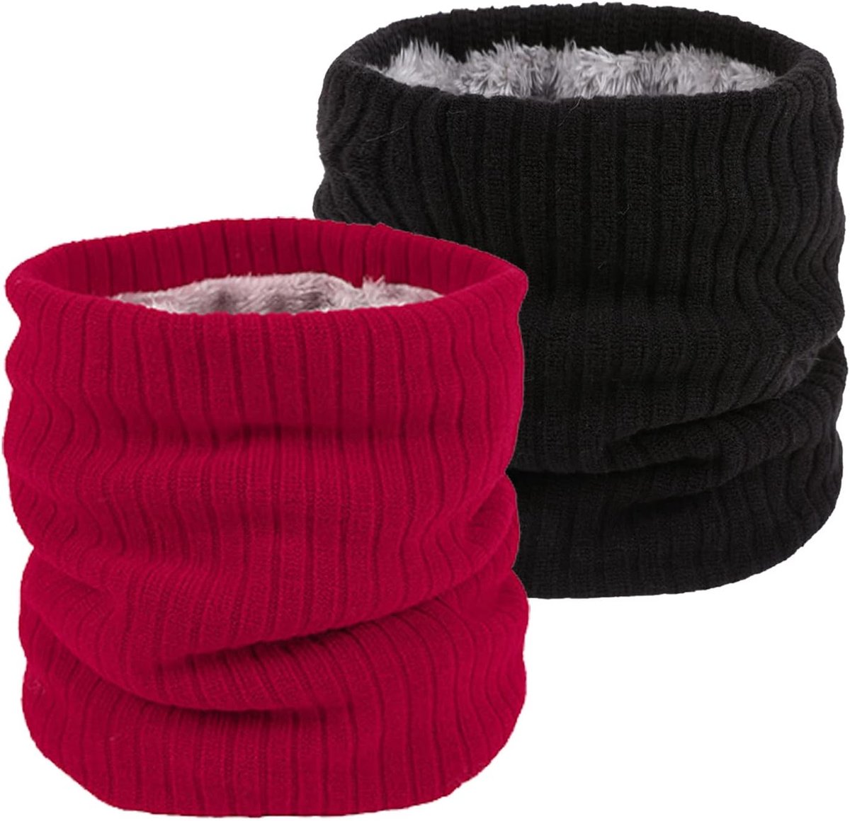 halswarmer voor heren, bivakmuts, motorfiets, halswarmer, winter, fleece, 2 stuks, zwart, M