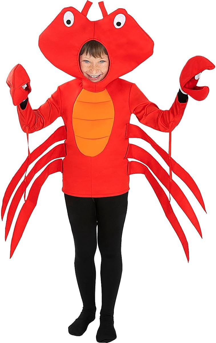 | Krab kostuum voor meisjes en jongens Dieren - Kostuum voor Kinderen, Accessoire verkleedkleding en rekwisieten voor Halloween, carnaval & feesten - Rood