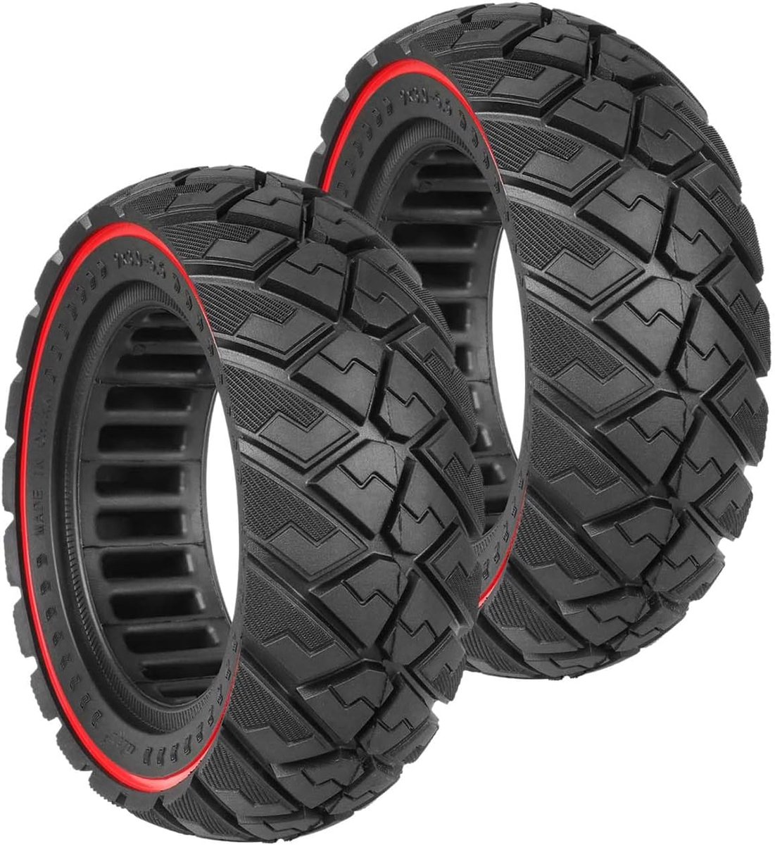9 x 3,0 - 5,5 massieve banden voor Kukirin G2 Pro (nieuwe versie) elektrische scooter, 9 inch reservebanden, massief rubberen banden, Honeycomb solide banden voor/achter, rood, 2 stuks