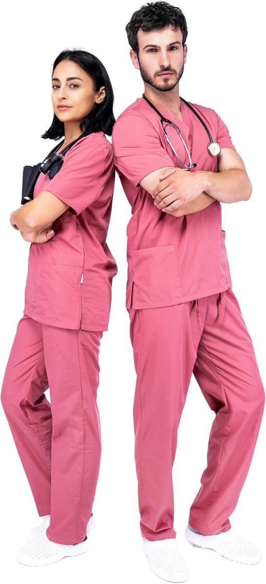 Medische werkkledingset - Kaszakken voor dames en heren zachte en comfortabele pasvorm, professionele kleding, verzorgingsuniform, kassakset, verzorging, modern, ademende stof