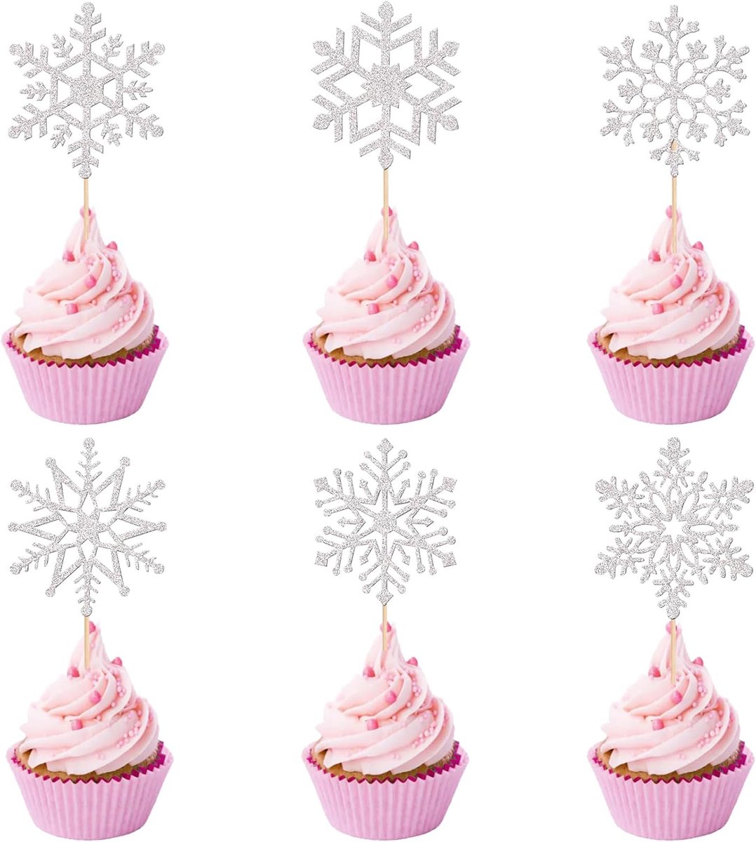 sneeuwvlok Kerstmis, 24 stuks sneeuwvlok taartdecoraties, Kerstmis sneeuwvlok taartdecoratie, sneeuwvlok Kerstmis, voor verjaardag Kerstmis (B)