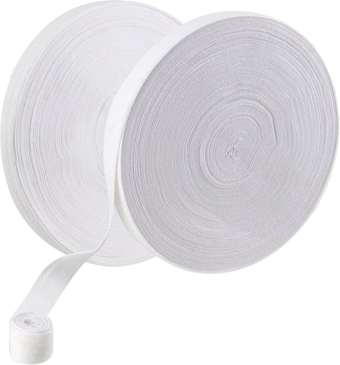 2 Rollen 25mm Katoen Tape, Witte Webbing, Bias Binding Herringbone Twill voor Naaien, Kledingmaken en Creatieve Projecten