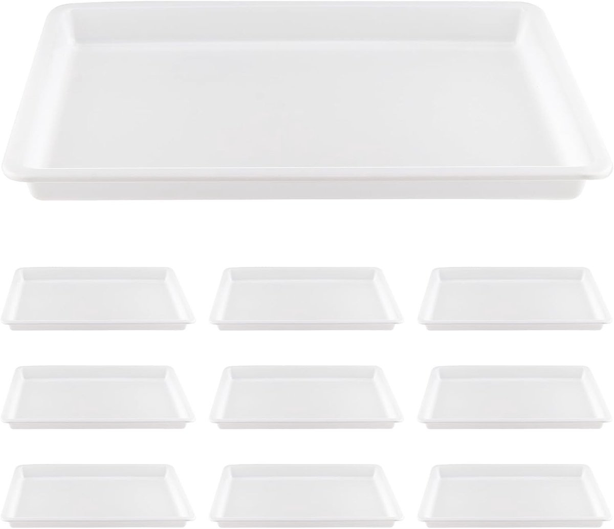 10 Stuks Grote Plastic Activiteitsbakken, Witte Organiser voor Kunst, Knutselen en DIY Projecten, 39 x 29 x 4 cm