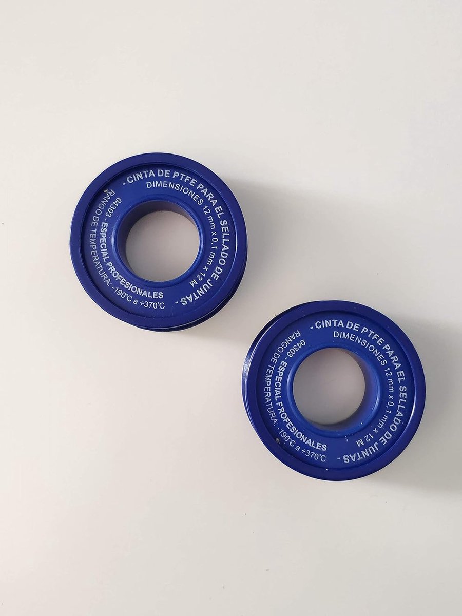 Professionele PTFE-tape voor het afdichten van loodgietvoegen, 12 mm x 0,1 mm x 12 m, wit, 2 rollen