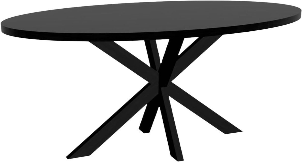 Eettafel ovaal melamine 180cm Tommy zwart ovale tafel