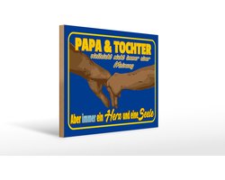 Holzschild Spruch 40x30cm Papa und Tochter ein Herz Seele