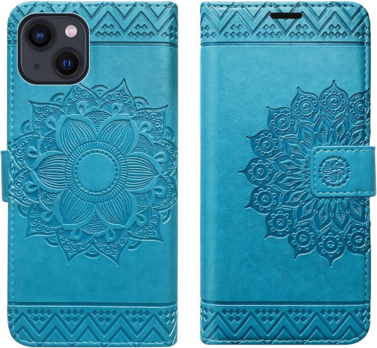betterfon Hoes voor iPhone 13 Mini, klaphoes iPhone 13 Mini - telefoonhoes case mobiele telefoonhoes beschermhoes - Mandala met [kaartvak, standfunctie, verdikt TPU] compatibel met iPhone 13 Mini,