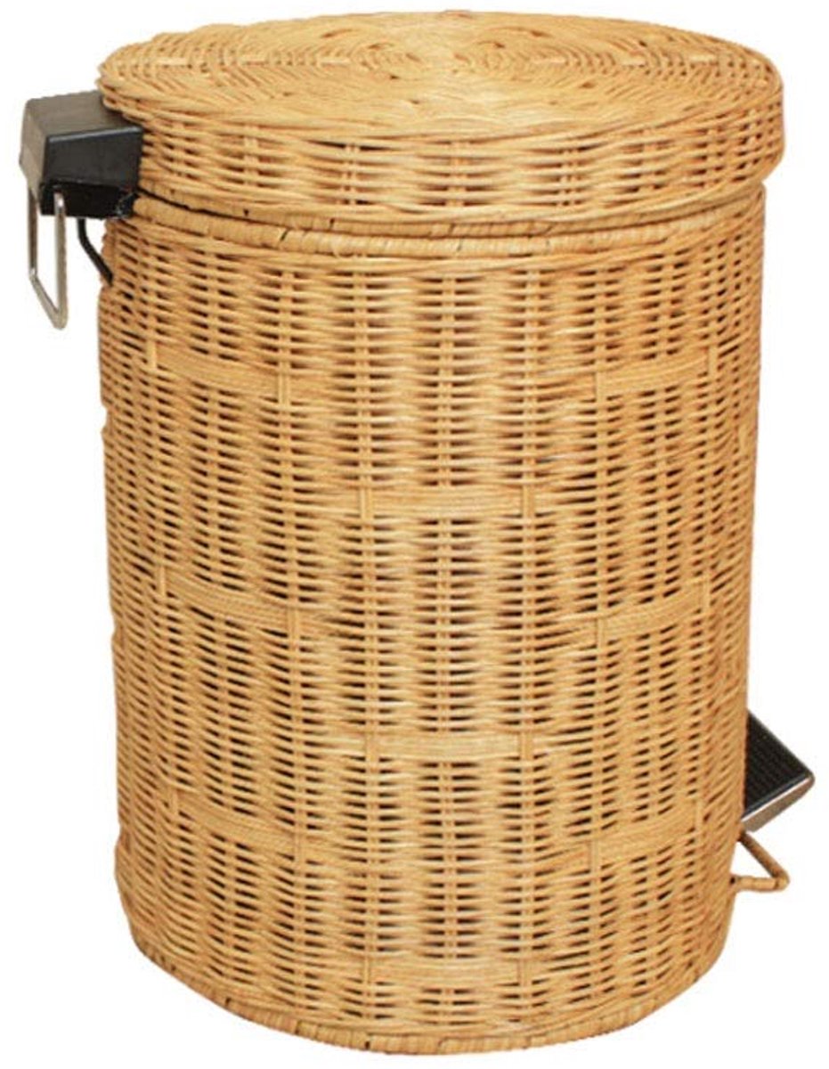 Prullenbak Creative Bamboe Weven Trash pedaal kan thuis met Cover Vuilnisbak Woonkamer Slaapkamer Keuken Badkamer Wastebasket Vuilnisbak (Color : B-yellow, Grootte : 12L)