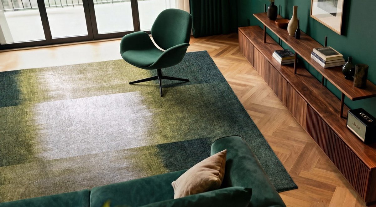 Wasbaar Binnen & Buiten Vloerkleed - Louis De Poortere Sendai Forest Mood - Laagpolig Tapijt - Gerecycled PET - Made in Belgium - Circulair groen, foto 3